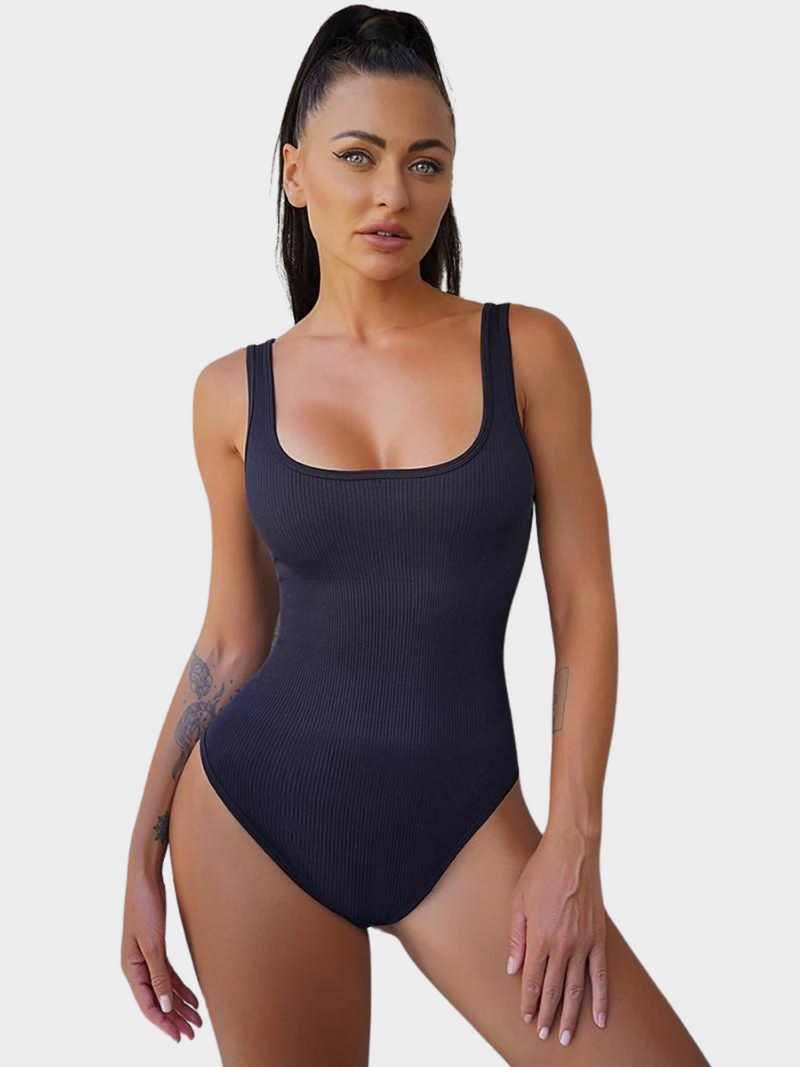 Body Modelador Suit Regata Canelado Modern Confort com Bojo Removível