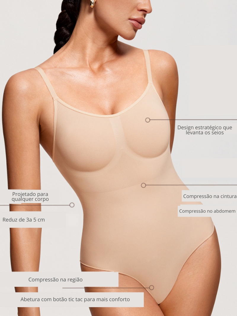 Body Modelador Suit Shapewear Premium Tanga Intermediária Confort