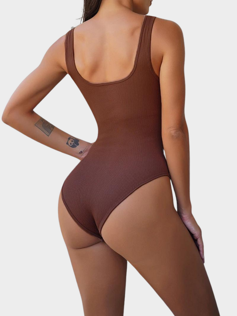 Body Modelador Suit Regata Canelado Modern Confort com Bojo Removível