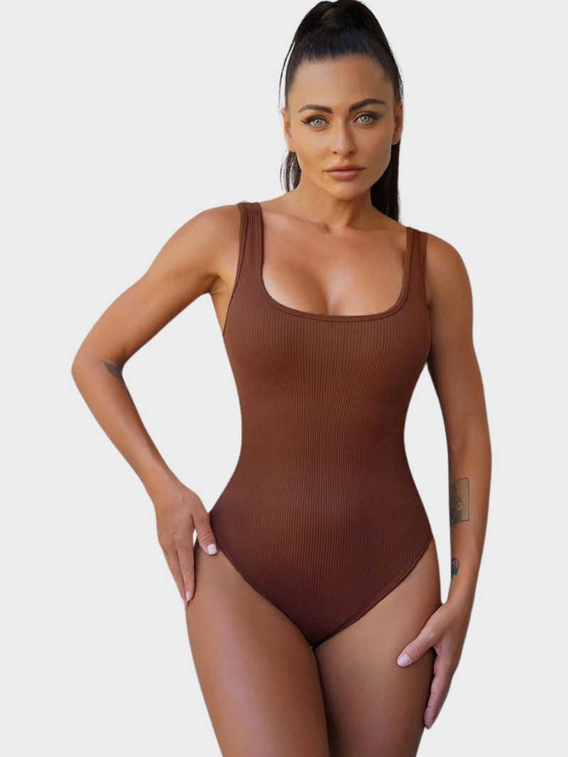 Body Modelador Suit Regata Canelado Modern Confort com Bojo Removível