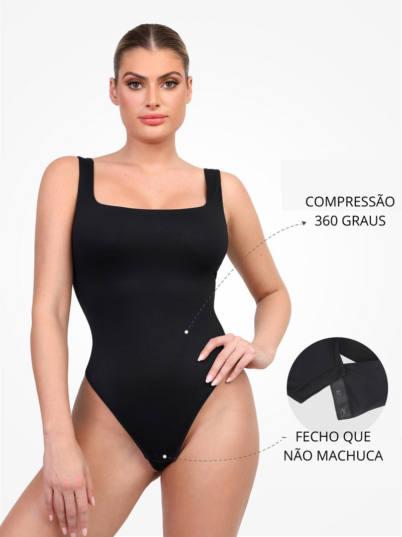 Body Suit Modelador Tanga Fio de Corte Alto - Spandex Premium