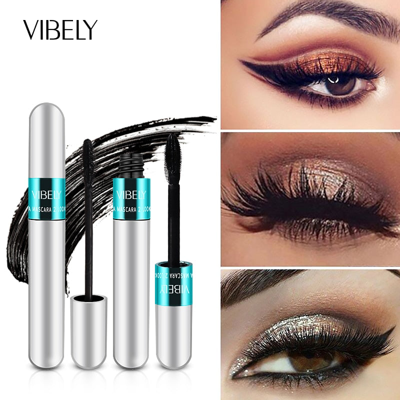 VIBELY Máscara de Cílios 4D Extensão de Volume de Rímel Impermeável Durável Alongamento Curling Grosso Black Lash