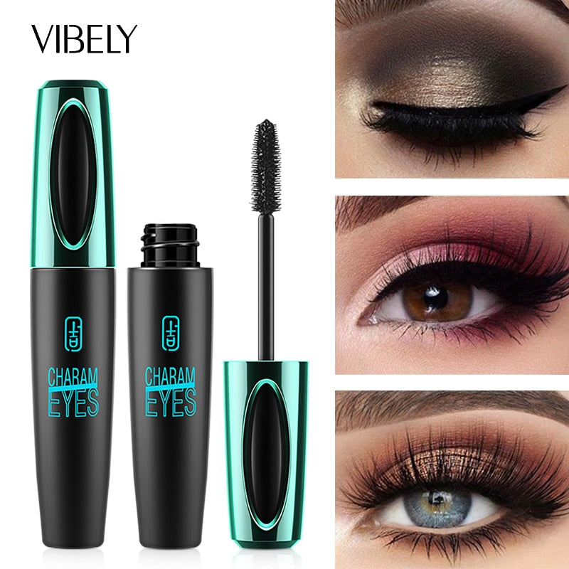 VIBELY Máscara de Cílios 4D Extensão de Volume de Rímel Impermeável Durável Alongamento Curling Grosso Black Lash