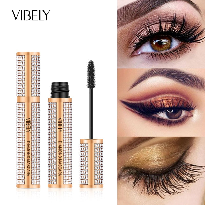 VIBELY Máscara de Cílios 4D Extensão de Volume de Rímel Impermeável Durável Alongamento Curling Grosso Black Lash